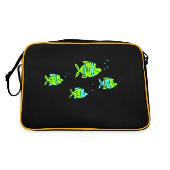 Fish Water Sea Graffiti Children's Drawing Nature - Retro Bag - black/gold - Back