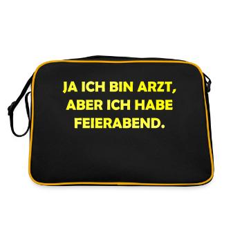 ich bin Arzt im Feierabend - Retro Tasche - Schwarz/Gold - Hinten