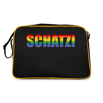 Regenbogen SCHATZI LGBT lgbtqi queer.🏳️‍🌈 - Retro Tasche - Schwarz/Gold - Hinten