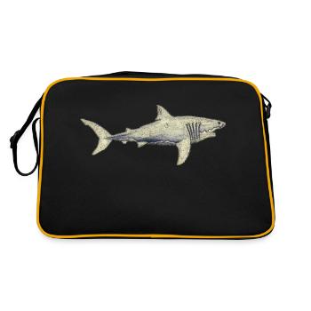 Great white shark sharks sea shark fin ocean silhouette01 - Retro Bag - black/gold - Back
