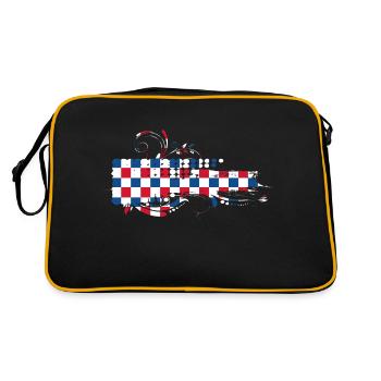 Kroatien Kroatisch Hrvatska Kroaten Kroaten Kroaten - Retro Tasche - Schwarz/Gold - Hinten