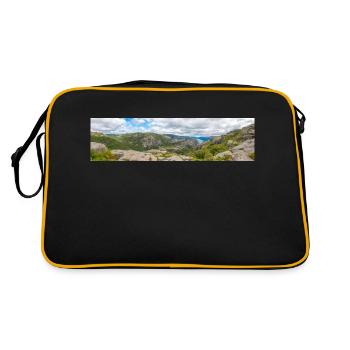 Rock Formations Lysefjord landscape Prekestolen - Retro Bag - black/gold - Back