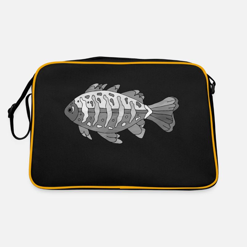 Fisch - Retro Tasche - Schwarz/Gold