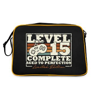 15 Geburtstag Level 15 Complete 15 Jahre Geschenk - Retro Tasche - Schwarz/Gold - Hinten