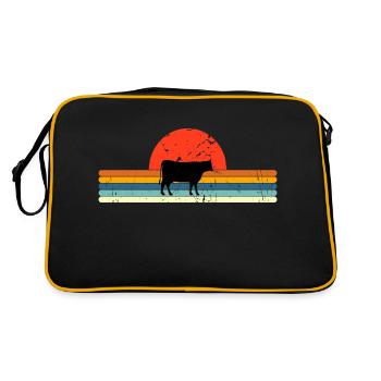 Vintage cow retro sunset design - Retro Bag - black/gold - Back