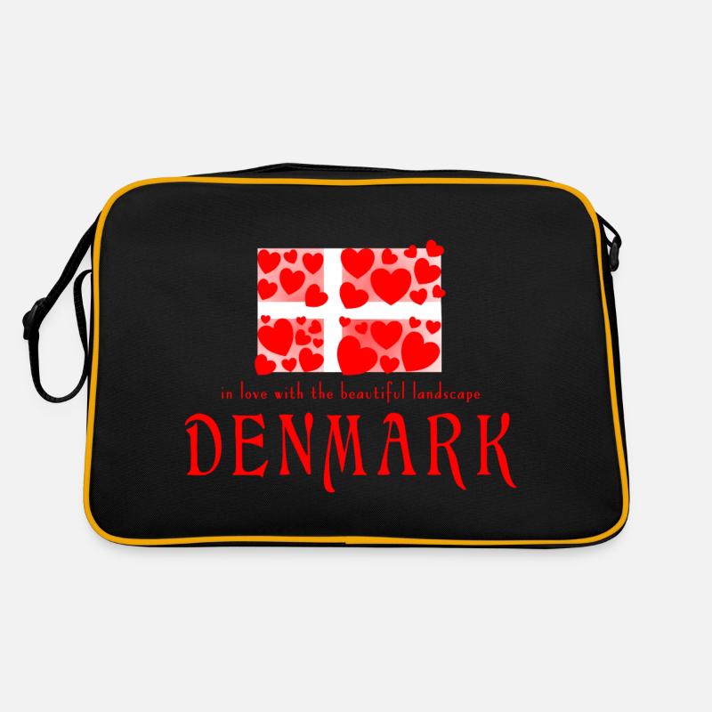 Dänemark Danmark - Retro Tasche - Schwarz/Gold