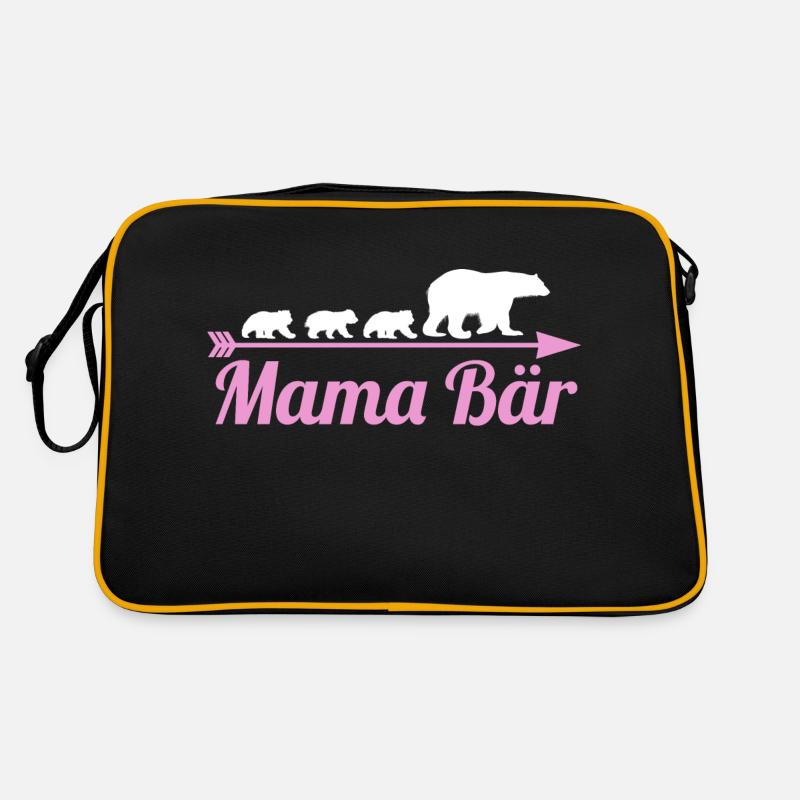 Mutter Mama Bär - Retro Tasche - Schwarz/Gold