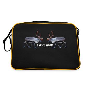 Lapland reindeer pair with text motifs - Retro Bag - black/gold - Back
