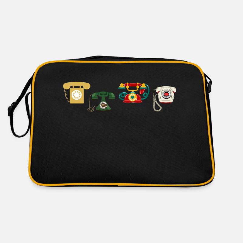 Vintage-Retro-Telefon - Retro Tasche - Schwarz/Gold