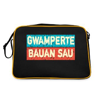 Bayerisch lustig - Retro Tasche - Schwarz/Gold - Hinten