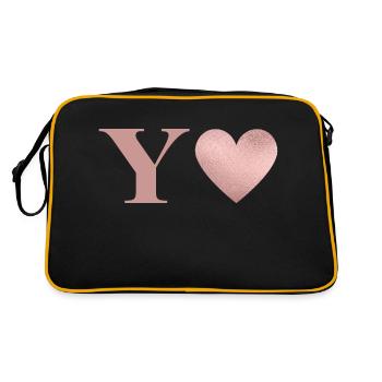 Letter y heart rose gold - Retro Bag - black/gold - Back