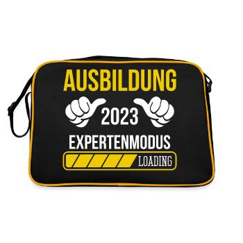 Azubi Geschenk Ausbildung 2023 Lehrling Spruch - Retro Tasche - Schwarz/Gold - Hinten