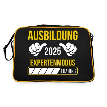 Azubi Geschenk Ausbildung 2025 Lehrling Spruch - Retro Tasche - Schwarz/Gold - Hinten