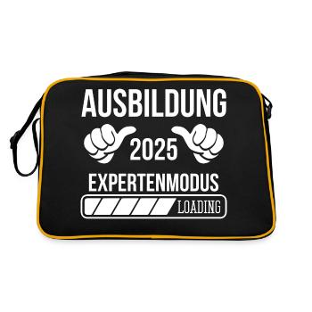 Azubi Geschenk Ausbildung 2025 Lehrling Spruch - Retro Tasche - Schwarz/Gold - Hinten