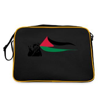 Free Palestine - Retro Tasche - Schwarz/Gold - Hinten