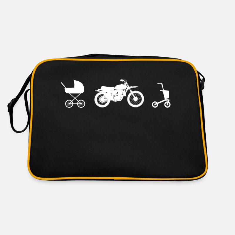 Kinderwagen Motorrad Rollator Rente - Retro Tasche - Schwarz/Gold