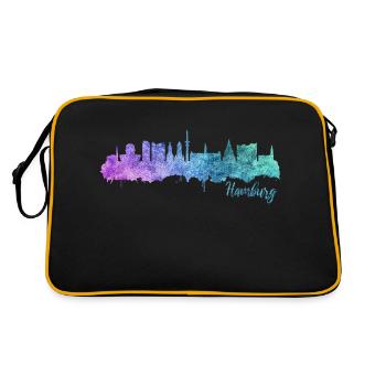 Hamburg Skyline - Retro Tasche - Schwarz/Gold - Hinten