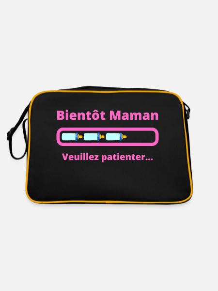 Bientôt Maman veuillez patienter - future Maman - Sac Retro - noir/or - Dos