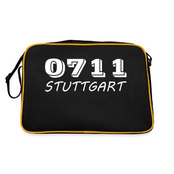 0711 Stuttgart College-Sweatjacke - Retro Tasche - Schwarz/Gold - Hinten