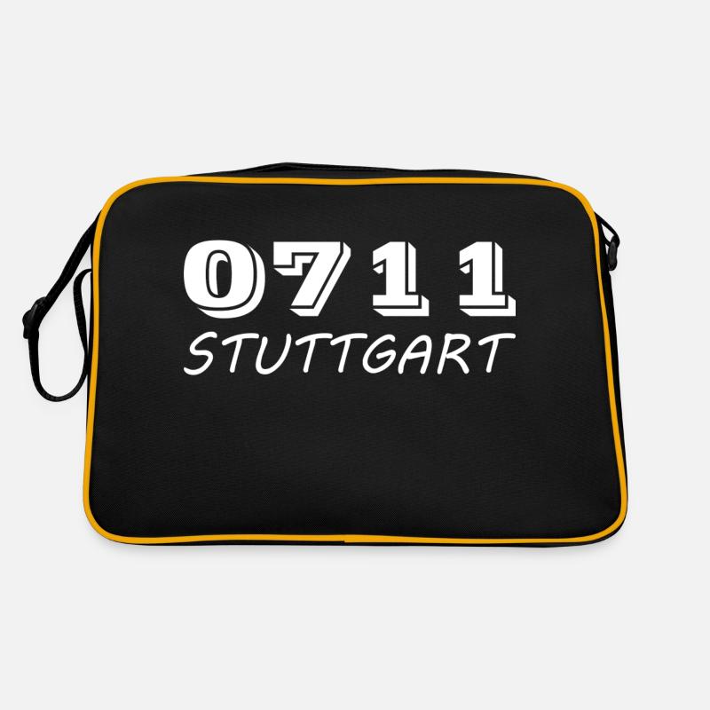 0711 Stuttgart College-Sweatjacke - Retro Tasche - Schwarz/Gold
