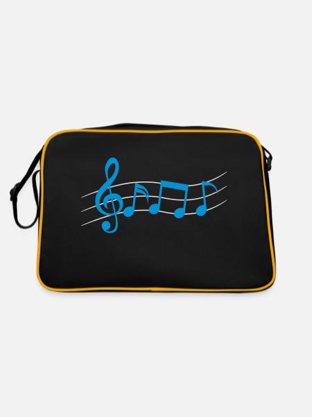 Logo Symbole Musik Noten - Retro Tasche - Schwarz/Gold - Hinten