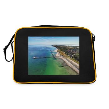 Ostseebad Wustrow / Fischland - Retro Tasche - Schwarz/Gold - Hinten