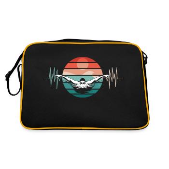 Swimmers Swimming Pool Swimming Heartbeat Love - Retro Bag - black/gold - Back