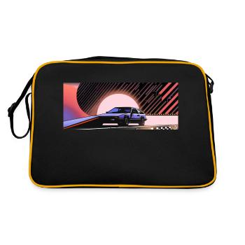 Synthwave voiture de sport depuis le futur de la fiction - Sac Retro - noir/or - Dos