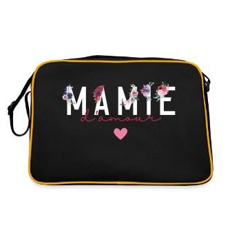 Mamie d’amour fleurs- idée cadeau mamie - Sac Retro - noir/or - Dos