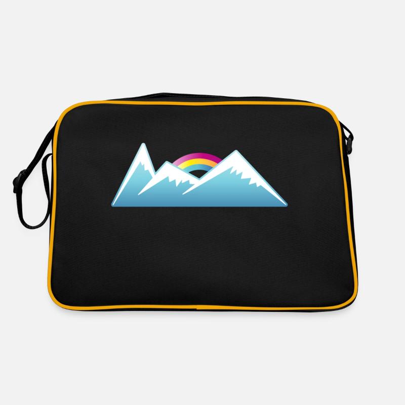 Berge Schnee Regenbogen Winter Ski - Retro Tasche - Schwarz/Gold