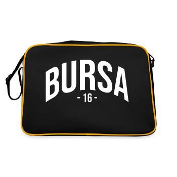 Bursa 16 Türkei Turkiye TR Geschenk Urlaub - Retro Tasche - Schwarz/Gold - Hinten