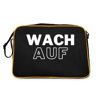 Wach auf - Retro Tasche - Schwarz/Gold - Hinten