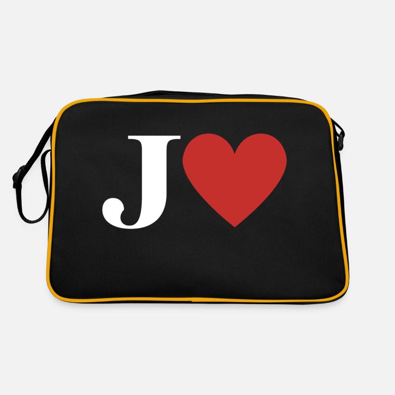 Letter j red heart Retro Bag