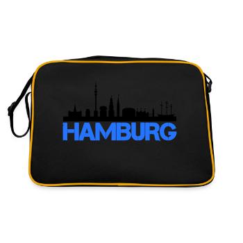 hamburg skyline - Retro Tasche - Schwarz/Gold - Hinten