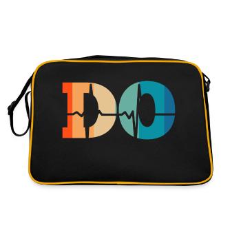 Retro Heartbeat Arzt für Osteopathie - Retro Tasche - Schwarz/Gold - Hinten