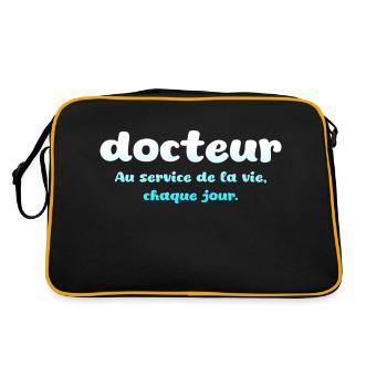 Docteur médecin infirmier sante blouse blanche - Sac Retro - noir/or - Dos