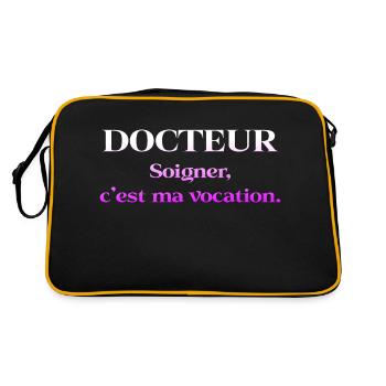 Docteur médecin infirmier sante blouse blanche - Sac Retro - noir/or - Dos