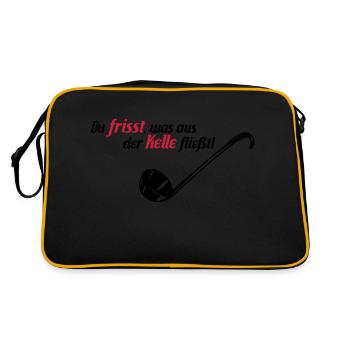 Du frisst was aus der Kelle fließt - Retro Tasche - Schwarz/Gold - Hinten