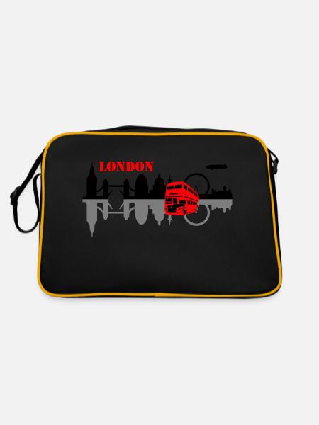 london skyline - Retro Tasche - Schwarz/Gold - Hinten