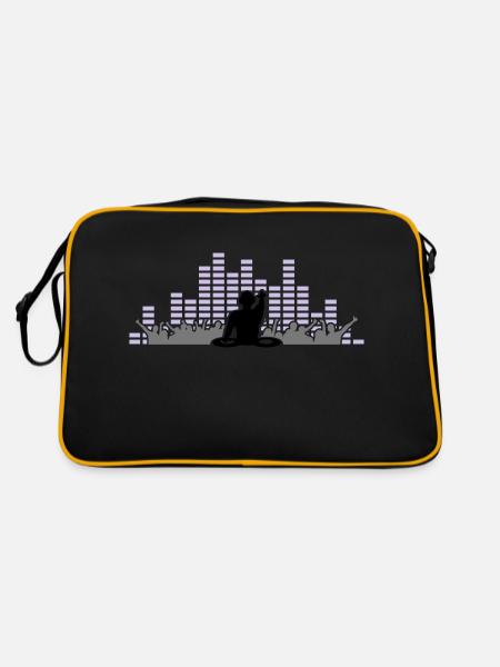 Musik - DJ Party - Retro Tasche - Schwarz/Gold - Hinten