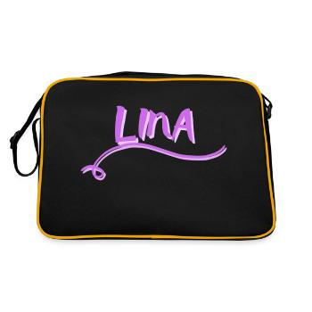 LINA Nom Logo de motif - Sac Retro - noir/or - Dos