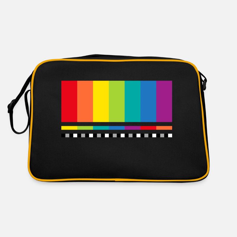 Fernseher Testbild Big Bang Screenshot Mac Display - Retro Tasche - Schwarz/Gold