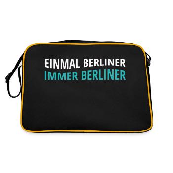 Berlin, Berliner, Berlin City, Hauptstadt - Retro Tasche - Schwarz/Gold - Hinten