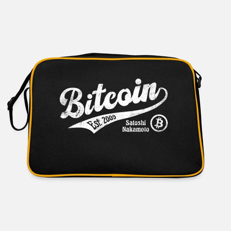Bitcoin Vintage Trader BTC Krypto Blockchain - Retro Tasche - Schwarz/Gold
