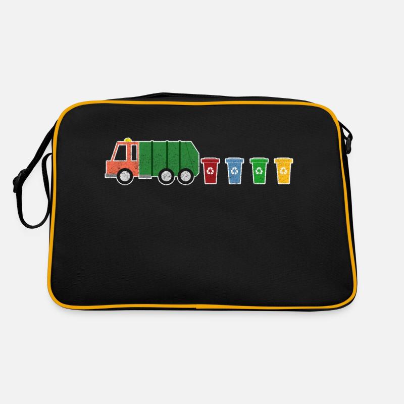 Garbage Truck Garbage Collection Recycling Bins I Gift - Retro Bag - black/gold