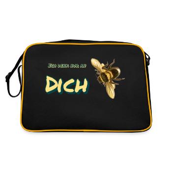 ich denk nur an dich - Retro Tasche - Schwarz/Gold - Hinten