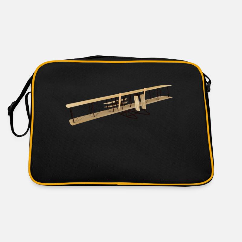 Historisches Motorflugzeug von 1905 - Retro Tasche - Schwarz/Gold