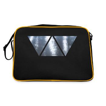 Wald Nebel Dreieck Foto Winter Geschenk Schnee - Retro Tasche - Schwarz/Gold - Hinten