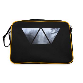 Wald Nebel Dreieck Foto Düster Geschenk Winter - Retro Tasche - Schwarz/Gold - Hinten