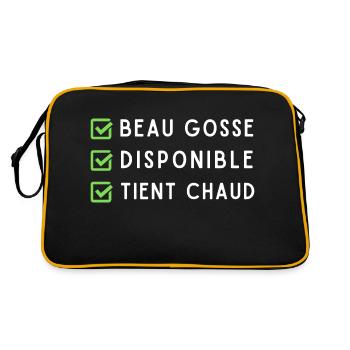 Beau gosse disponible tient chaud humour pour mec - Sac Retro - noir/or - Dos